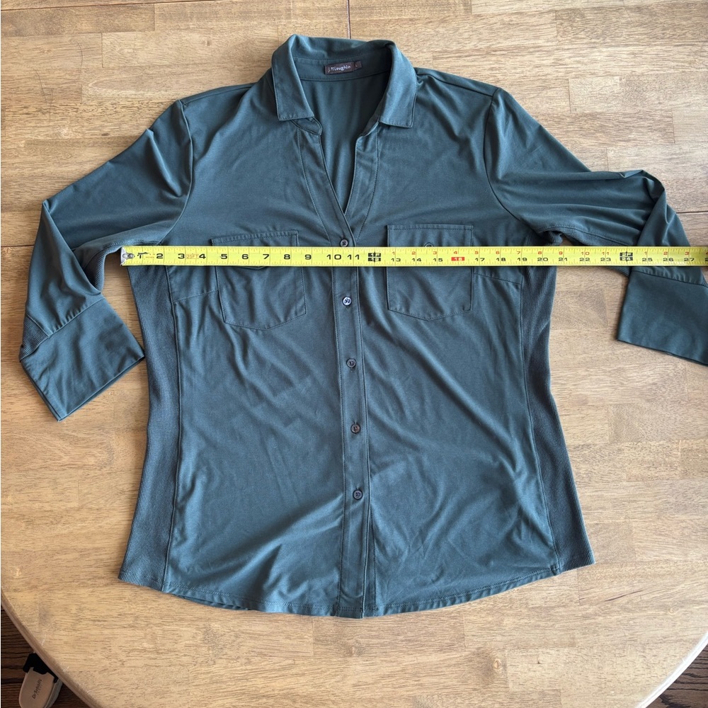 J. McLaughlin Olive Green Shirt - Picture 3 of 5